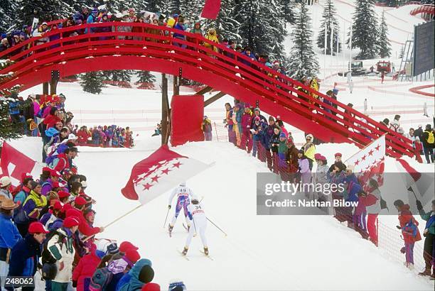 Sophie Villeneuve of France skis during the women''s cross country competition during the Olympic Games in Albertville, France. Mandatory Credit:...