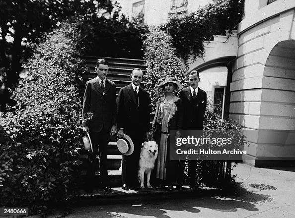 Calvin Coolidge With Family And Dog