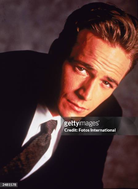 Promotional portrait of American actor Luke Perry, from the television series, 'Beverly Hills ' circa 1995.