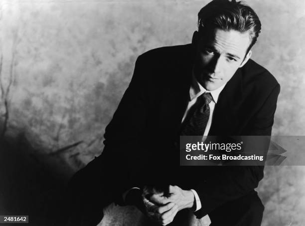 Promotional studio portrait of American actor Luke Perry from the television series, 'Beverly Hills ' 1994.