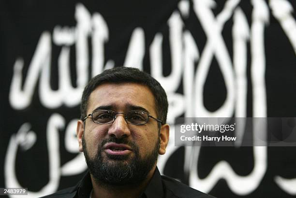 Anjem Choudary, leader of radical Islamic group Al Muhajiroun, speaks during a conference September 11, 2003 in London. Al Muhajiroun who have...