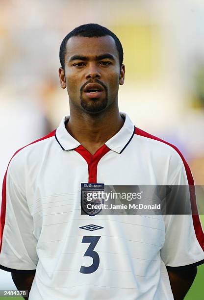 Portrait of Ashley Cole of England during the team line-up during the Euro 2004, group 7 qualifying match between Macedonia and England on September...