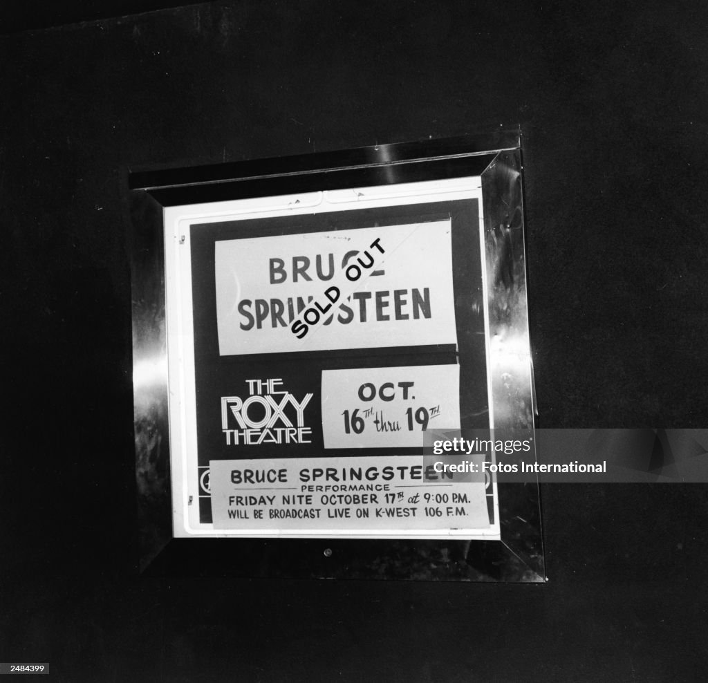 Bruce Springsteen Metal Sign A poster for Bruce Springsteen's sold-out debut concert stint at the ...