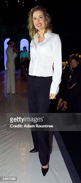 Diandra Douglas, former wife of actor Michael Douglas, attends the Douglas Hannant Spring/Summer 2004 Collection at Bryant Park during the 7th on...