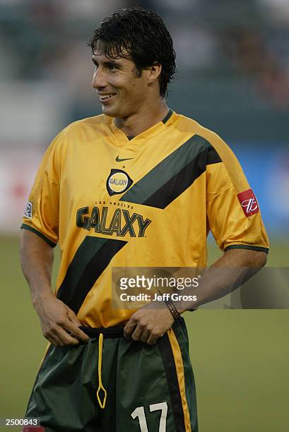 Forward Diego Serna of the Los Angeles Galaxy stands on the field during the game against the Dallas Burn at the Home Depot Center on August 30, 2003...