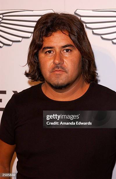 Fashion designer Henry Duarte arrives at the "Pure Anticipation" exhibition launch party at the Gagosian Gallery on September 17, 2003 in Beverly...