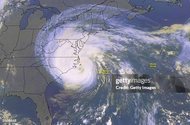 This is a handout of a NOAA satellite image of Hurricane Isabel taken September 18 at 7:53 a.m. EDT. The NOAA National Hurricane Center in Miami,...