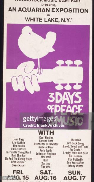 Front of the brochure for ordering tickets to the 1969 Woodstock Festival.