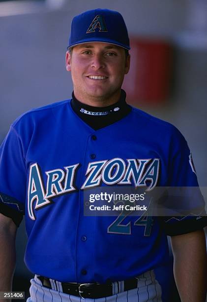 Outfielder Karim Garcia of the Arizona Diamondbacks in action during the spring training game between the Diamondbacks and the Milwaukee Brewers at...