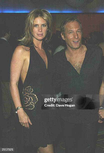 British model Rachel Hunter and American singer Michael Bolton attend the pre-award cocktail party for the 14th World Music Awards at the Hotel Du...