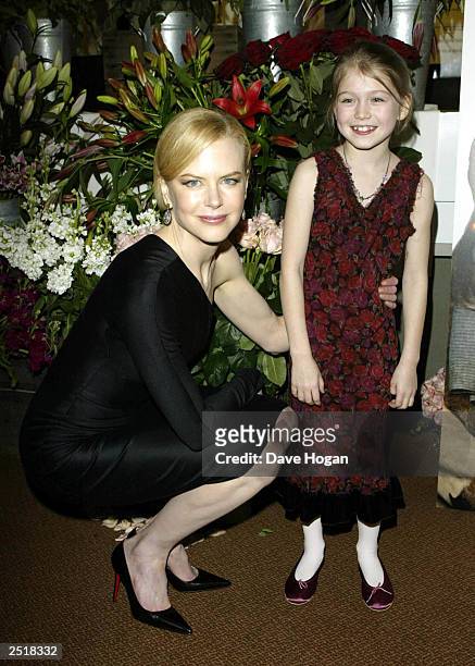 Australian actress Nicole Kidman and American child actress Sophie Wyburd attend the premiere party for the screening of the film "The Hours" at the...