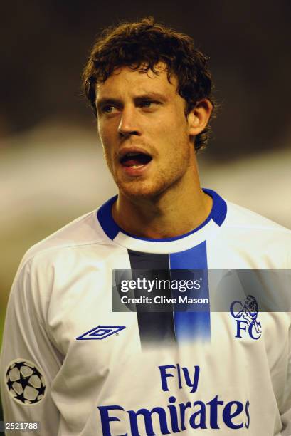 Wayne Bridge of Chelsea during the team line-up prior to the UEFA Champions League Group G match between AC Sparta Prague and Chelsea on September...