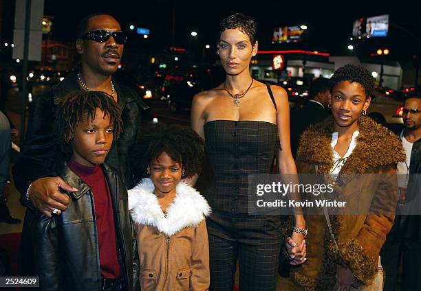 Eddie Murphy and his wife Nicole with their children Miles, Shane and Brea at the premiere of "I Spy" at the Cinerama Dome in Hollywood, Ca....