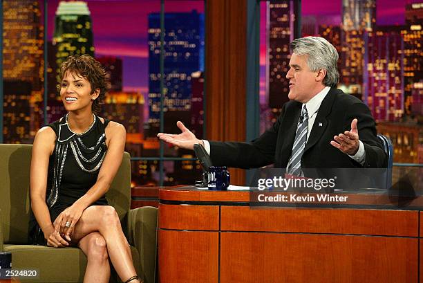 Halle Berry at "The Tonight Show with Jay Leno" at the NBC Studios in Burbank, Ca. Monday, Nov. 11, 2002. Photo by Kevin Winter/Getty Images.