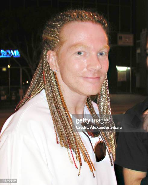 Guns N Roses singer Axl Rose poses at the Rainbow Bar & Grill, June 16th, 2003 in West Hollywood California.