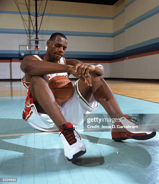 LeBron James of the Cleveland Cavaliers poses for a portrait during the 2003 NBA Rookie Shoot on September 10, 2003 in New York City, New York. NOTE...