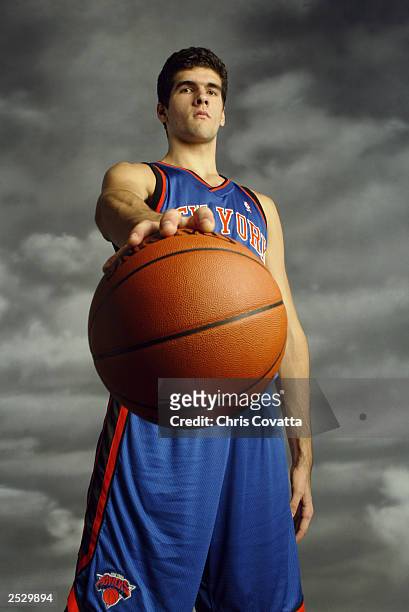 Slavko Vranes of the New York Knicks poses during the 2003 NBA Rookie shoot at the MSG Training Facility on August 7, 2003 in Tarrytown, New York....