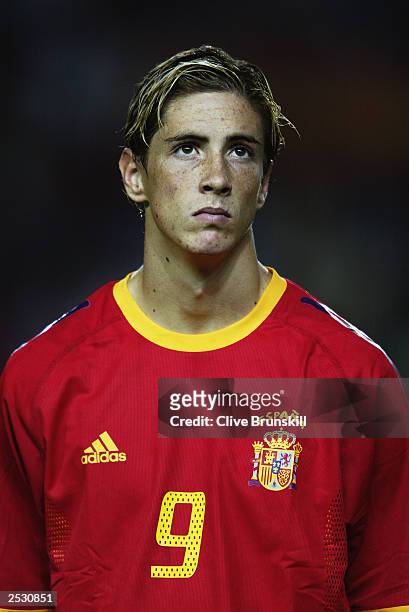 Portrait of Fernando Torres of Spain taken before the UEFA European Championships 2004 Group 6 Qualifying match between Spain and Ukraine held on...