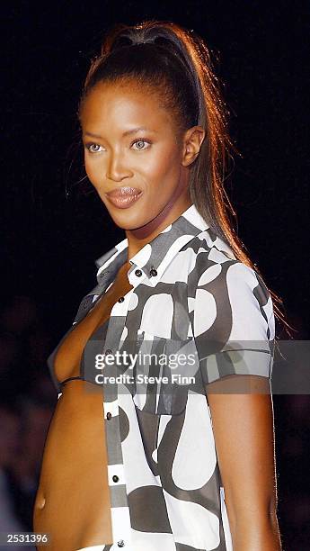 Model Naomi Campbell walks the runway at the Jasper Conran fashion show for London Fashion Week held at the BFC Tent on Kings Road September 24, 2003...