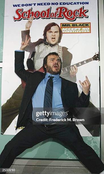 Actor Jack Black attends the premiere of the movie "School of Rock", September 24, 2003 in Hollywood, California.