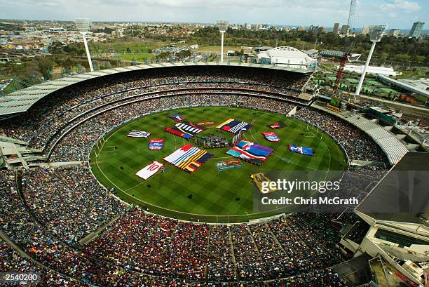 General view of the Melbourne Cricket Ground before the AFL Grand Final between the Collingwood Magpies and the Brisbane Lions at the Melbourne...