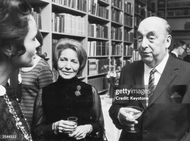 Chilean poet and diplomat Pablo Neruda in Stockholm with his wife Matilda after he received the Nobel Prize for literature.