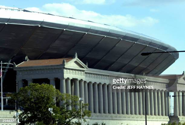 This photo shows a view of the newly renovated Soldier Field, the home of the NFL's Chicago Bears 29 September, 2003 on opening night of the new...