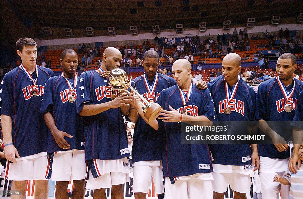Members of the US Men's national basketb