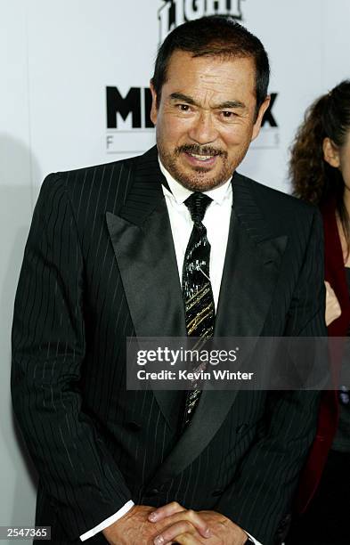 Actor Sonny Chiba attends the Los Angeles premiere of the Miramax film "Kill Bill Volume 1" at the Grauman's Chinese Theatre September 29, 2003 in...