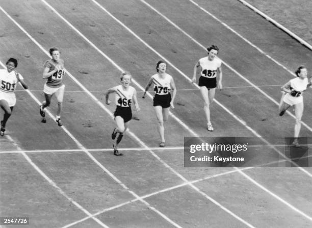 Betty Cuthbert of Australia wins the women's 100 metres final at the Melbourne Olympics, 2nd December 1956.