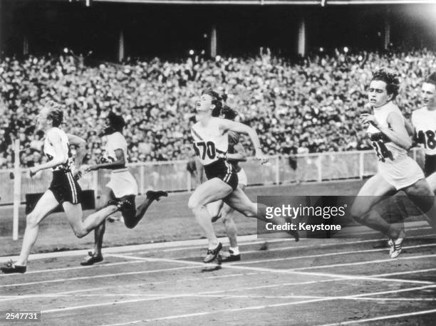 Betty Cuthbert of Australia wins the women's 100 metres final at the Melbourne Olympics, 2nd December 1956.