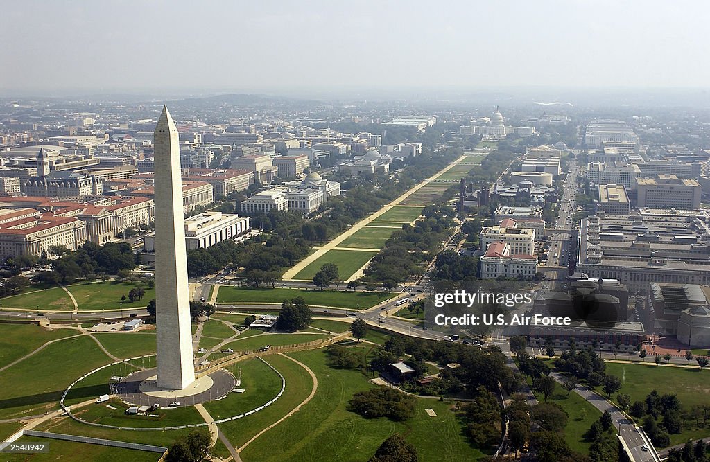 Aerial Photo Of The Washington Memorial and Capitol
