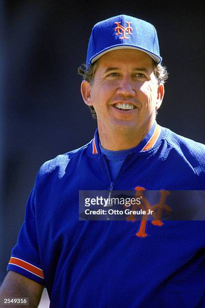 Manager Davey Johnson of the New York Mets smiles during a game in the 1989 season.