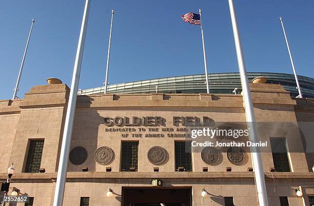 General view of the south side of the rebuilt Soldier Field stadium, home to the NFL Chicago Bears and the MLS Chicago Fire, during a media tour on...