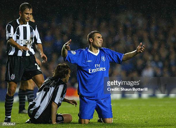 Adrian Mutu of Chelsea looks dejected during the UEFA Champions League First Stage Group G match between Chelsea and Besiktas at Stamford Bridge on...