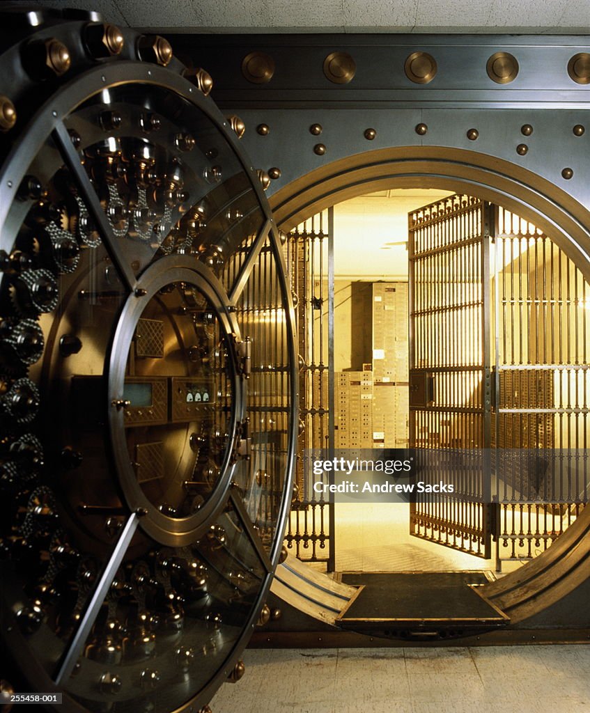 Safe deposit box vault in bank