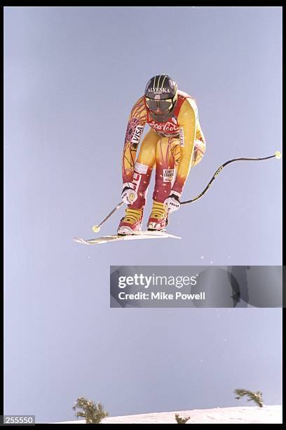 Hilary Lindh of the USA skis down the hill at the Alpine World Ski Championships in Sierra Nevada, Spain.