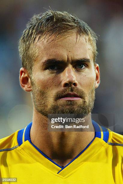 Portrait of Olof Mellberg of Sweden before the international friendly match against Greece at the Norkopping Stadium on August 20th, 2003 Norkopping,...