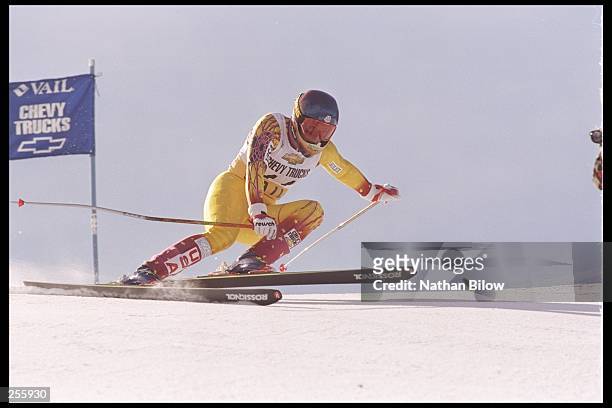 Picabo Street of the United States performs during the Super-G event at the Alpine World Cup at Beaver Creek in Vail, Colorado. Mandatory Credit:...