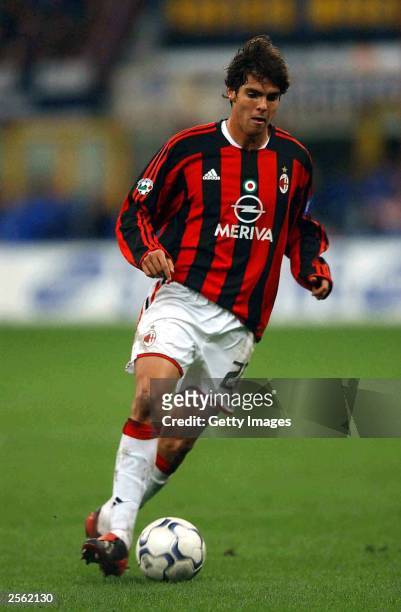 Riccardo Kaka of Milan in action during the Serie A match between Internazionale and AC Milan at the San Siro October 5, 2003 in Milan, Italy.