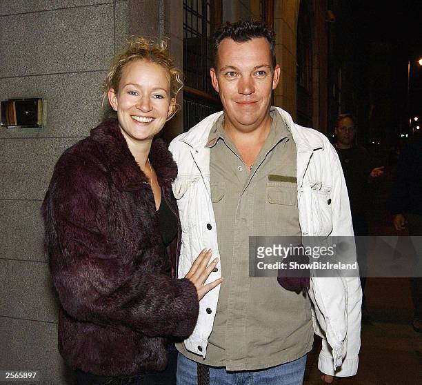 Irish actress Lorraine Pilkington and boyfriend Simon Massey attend the after party for "Peter and the Wolf" at the Clarence Hotel on October 3, 2003...