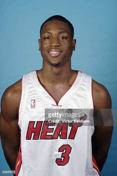 Dwyane Wade of the Miami Heat poses for a portrait during NBA Media Day on September 30, 2003 in Miami, Florida. NOTE TO USER: User expressly...