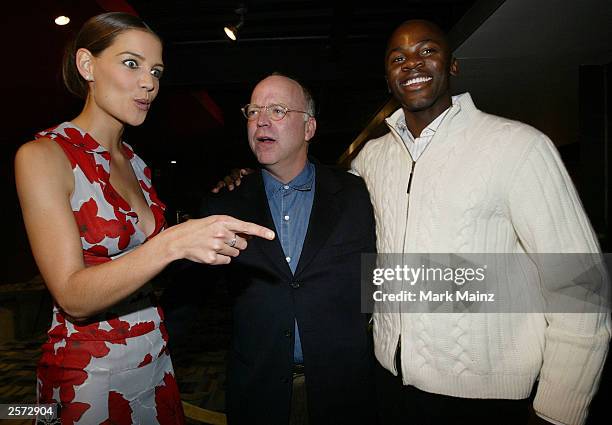 Actress Katie Holmes, United Artists' Bingham Ray and actor Derek Luke attend the premiere of "Pieces of April" at the Sunshine Theatre October 8,...