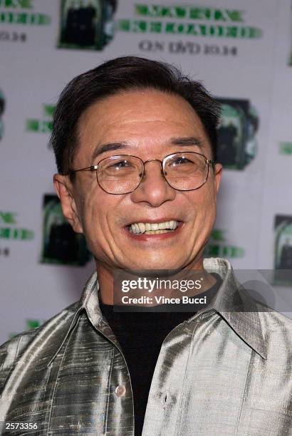 Actor Randall Duk Kim attends a launch party for the worldwide DVD release of the film "The Matrix Reloaded" on October 8, 2003 at Morton's in West...