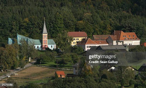 The church, elementary school and other buildings in the village of Thal, Austria, also the childhood home of newly-elected California Governor...