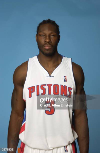 Ben Wallace of the Detroit Pistons during NBA Media Day on October 2, 2003 in Auburn Hills, Michigan. NOTE TO USER: User expressly acknowledges and...