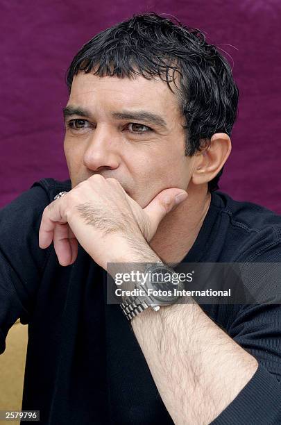 Actor Antonio Banderas attends the press conference for his latest film "Once Upon a Time in Mexico" at the Rihga Royal Hotel on August 24, 2003 in...