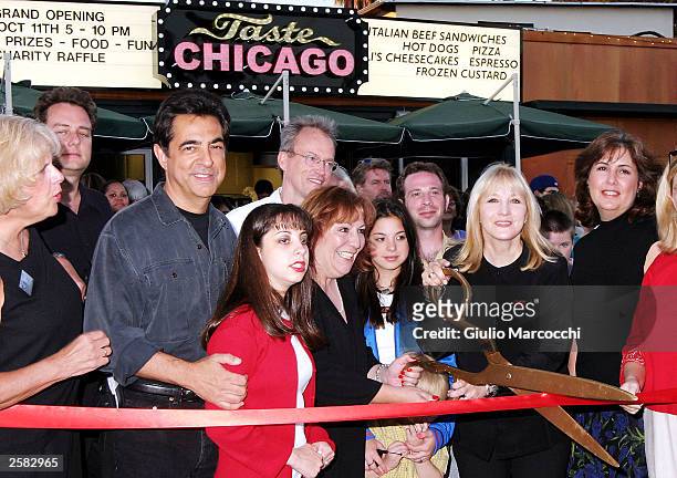 Joe Mantegna and wife Arlene attend the opening of the Restaurant "Taste Chicago" on October 11, 2003 in Burbank, California.