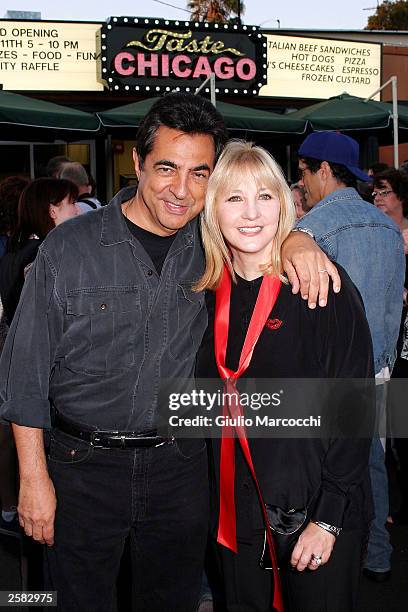 Joe Mantegna and wife Arlene attend the opening of the Restaurant "Taste Chicago" on October 11, 2003 in Burbank, California.