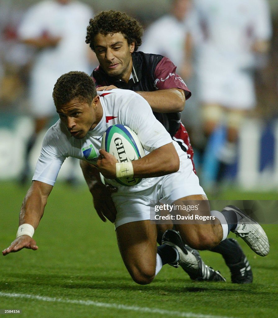 Jason England Rugby Jason Robinson of England scores a try during the Rugby World Cup ...